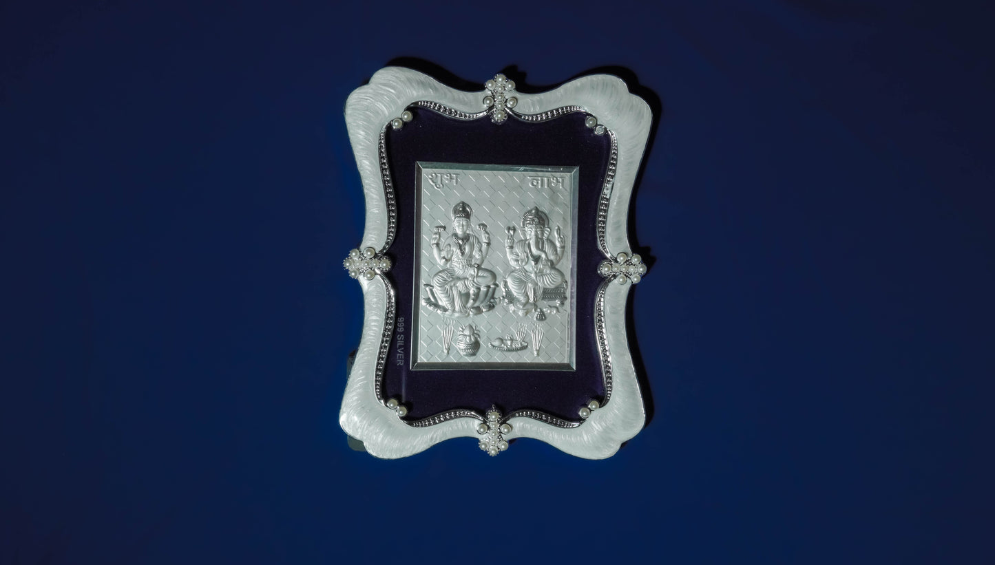 999 silver Ganesha and Saraswati frame