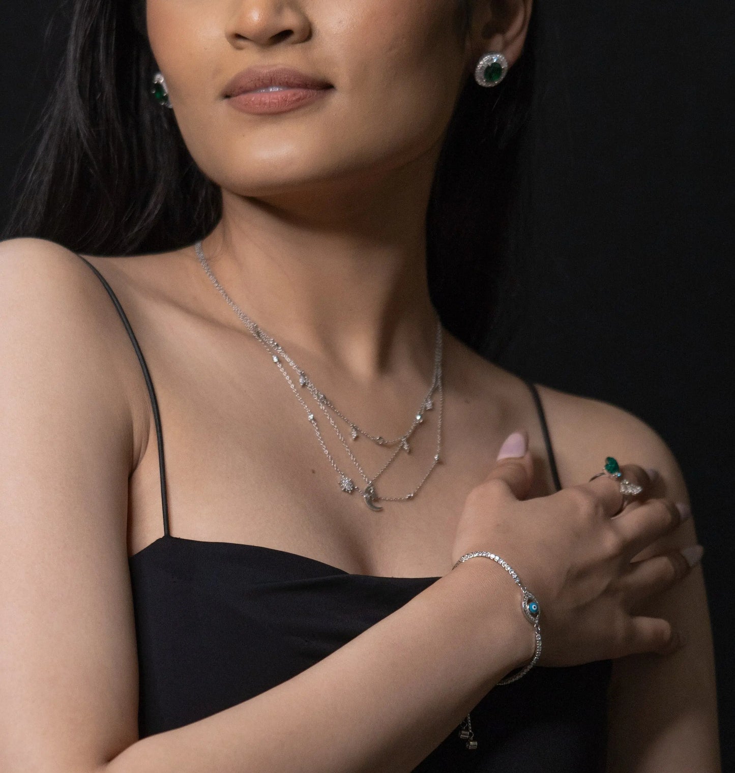 Stack Layer Moon and Stars Necklace Nysa