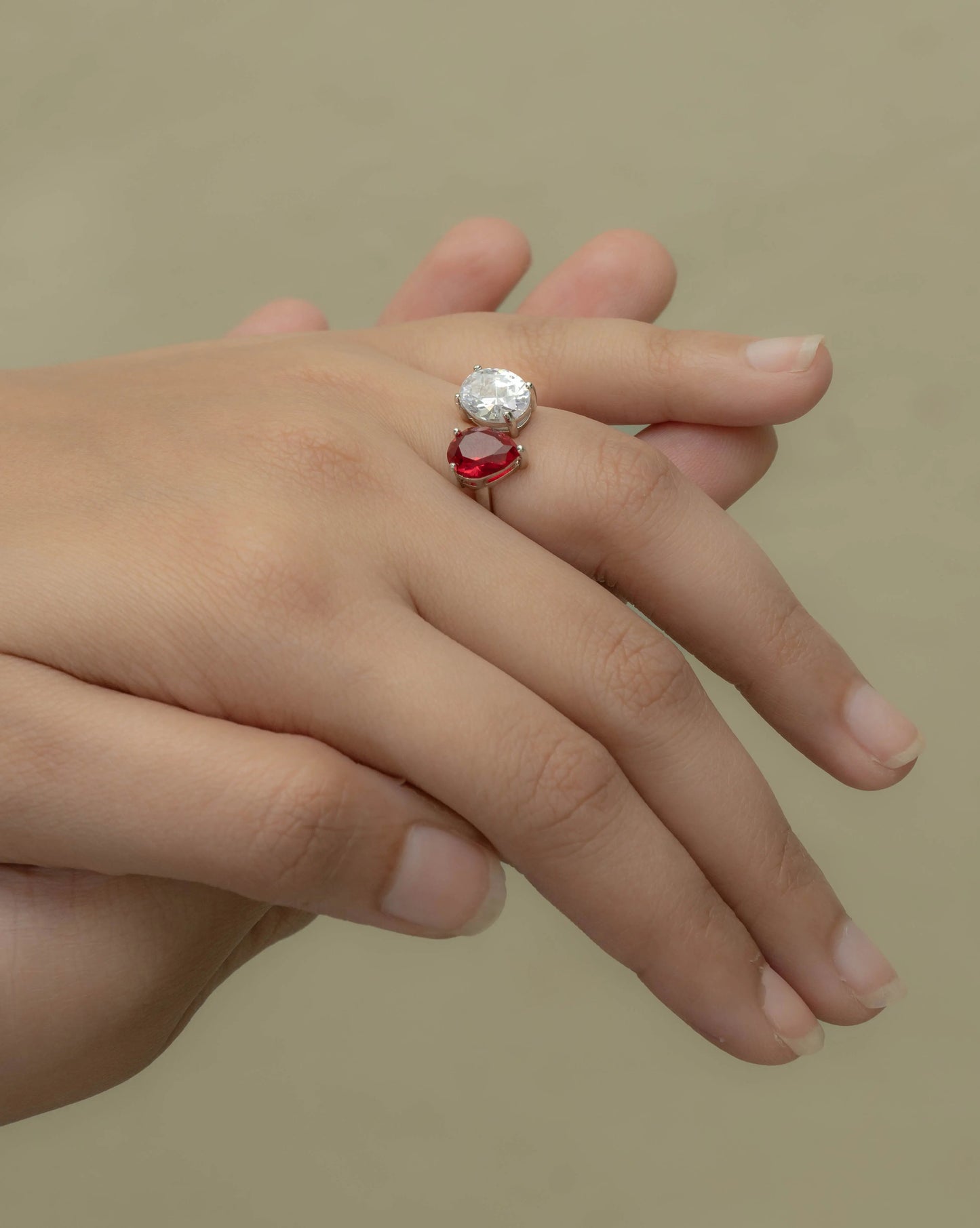 Scarlet Drop Rouge Adjustable Silver Ring for Women (925 Sterling Silver)