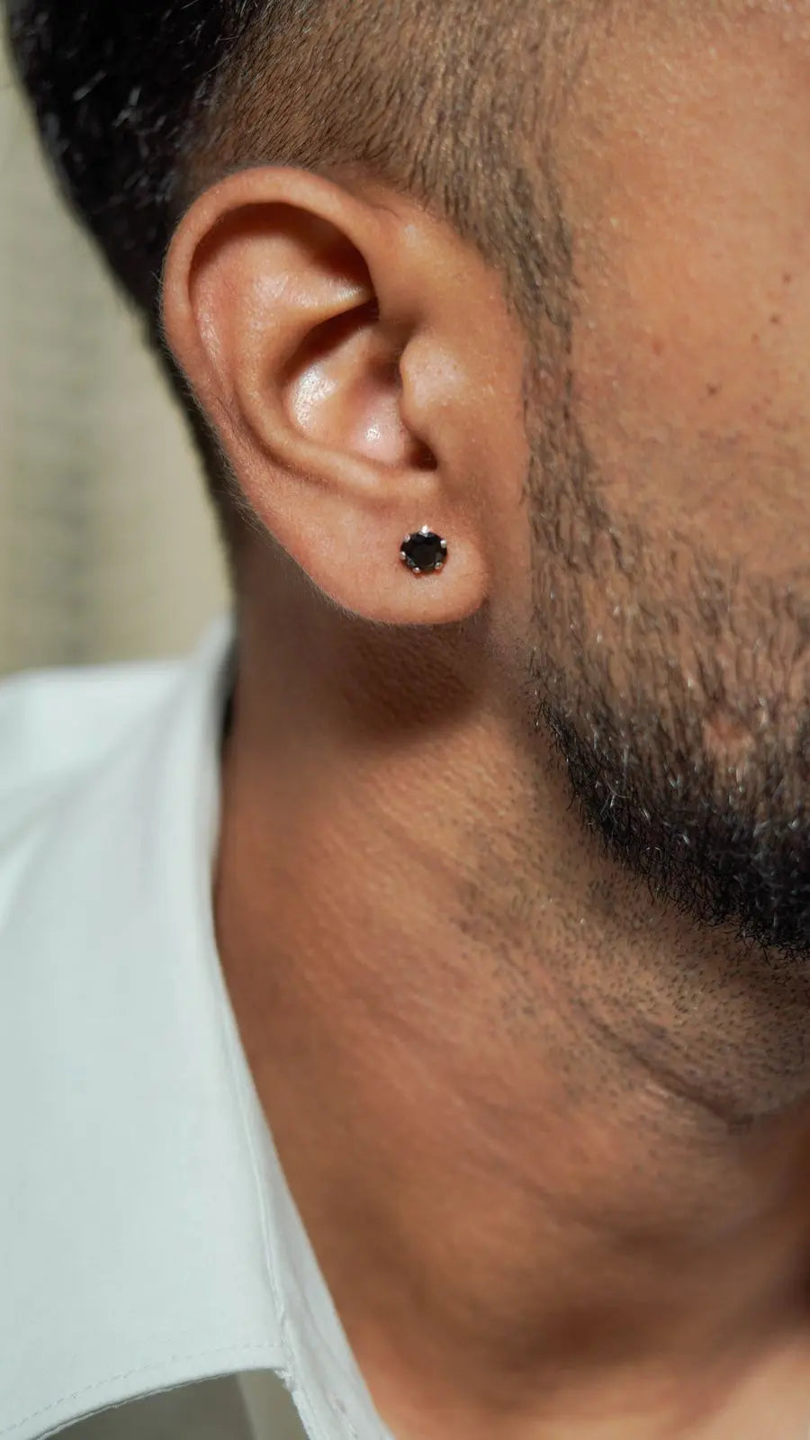 Shadow Silver Stud with Black Stone for Him Nysa Jewels