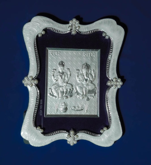 999 silver Ganesha and Saraswati frame