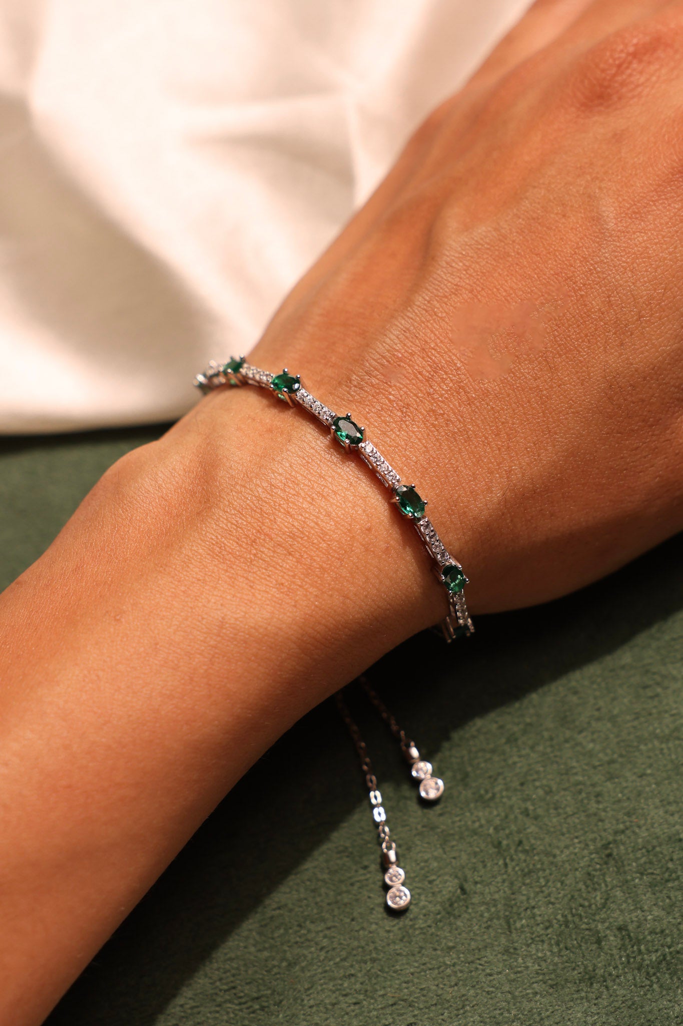 Emerald Silver Bracelet for Women (925 Sterling Silver)