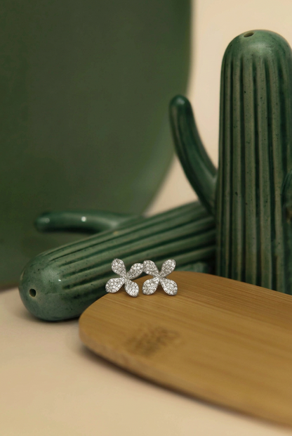 Flora Spark Flower Silver Earrings for Women (925 Sterling Silver)