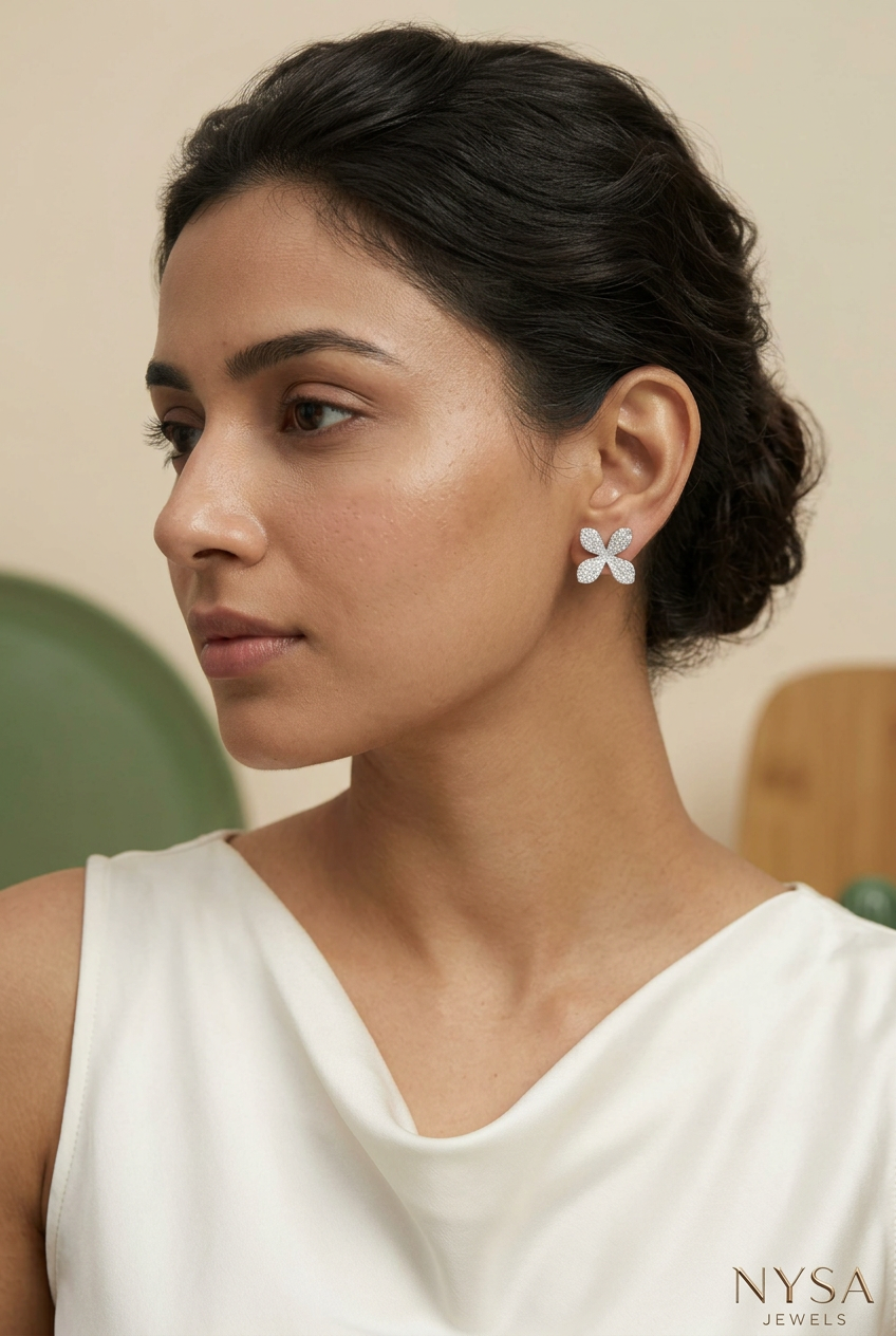 Flora Spark Flower Silver Earrings for Women (925 Sterling Silver)
