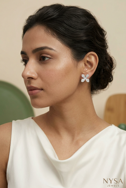 Flora Spark Flower Silver Earrings for Women (925 Sterling Silver)