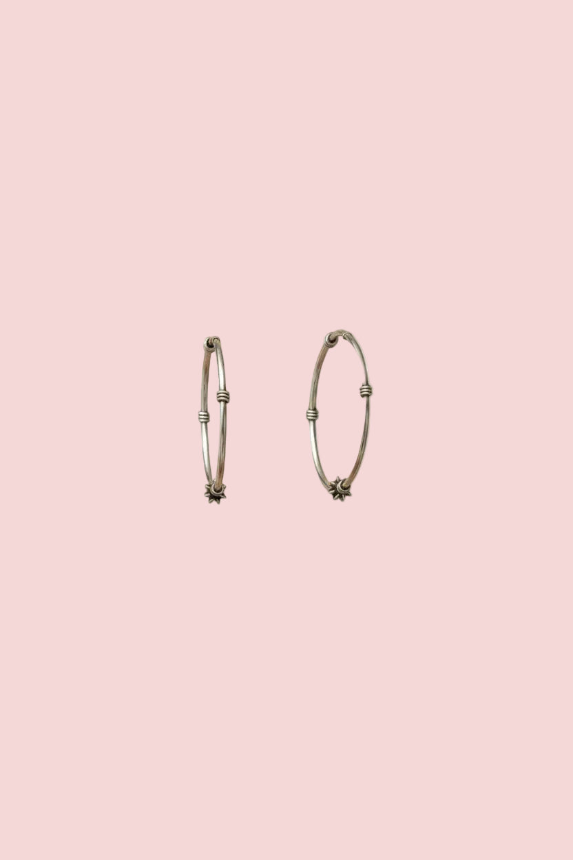 Knot Hoop Oxidised Silver Earrings