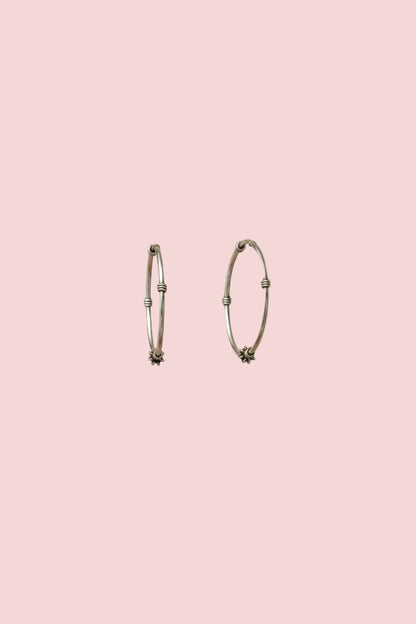 Knot Hoop Oxidised Silver Earrings
