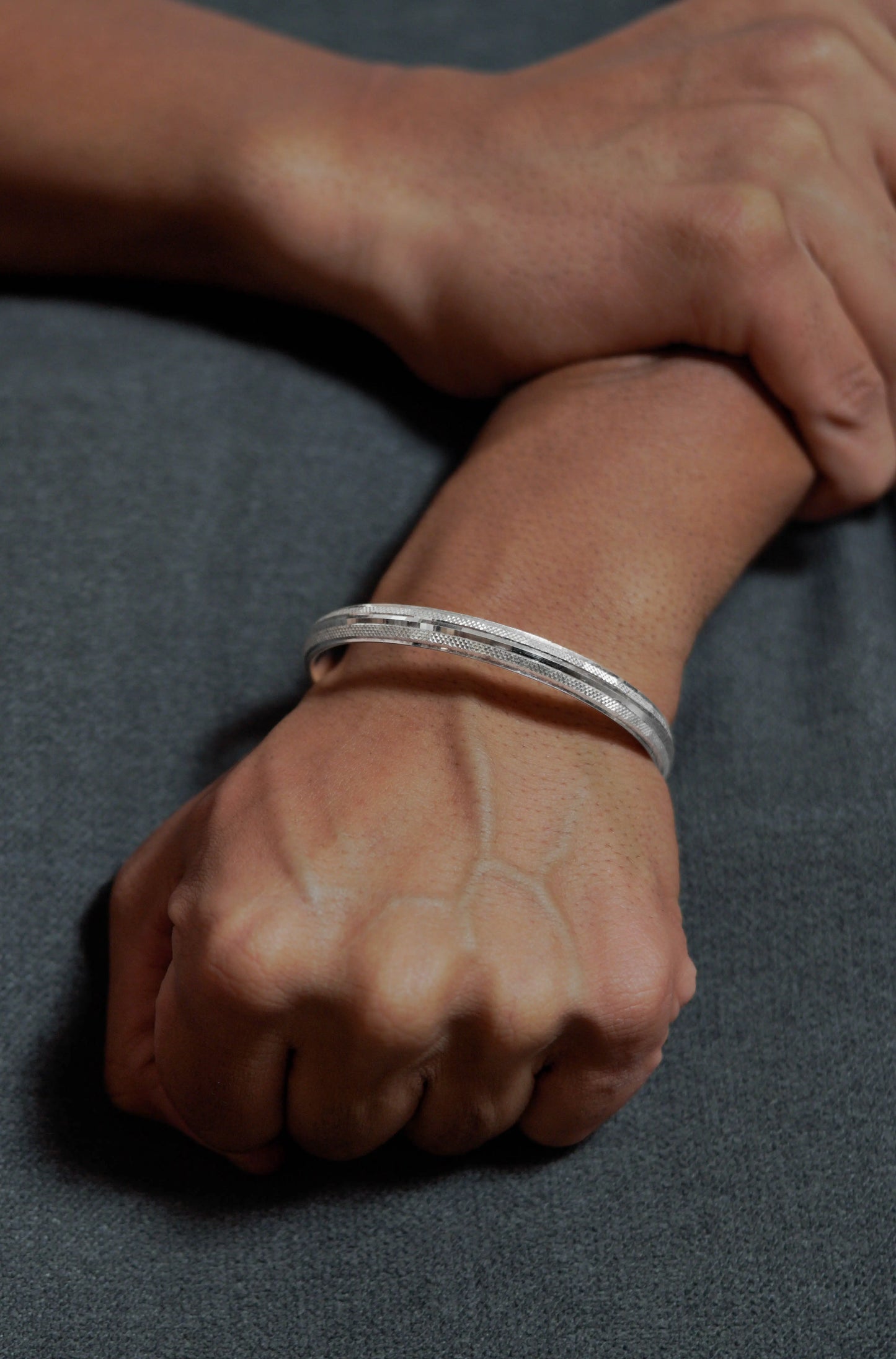Bold Edge Silver Kada for Him Nysa Jewels