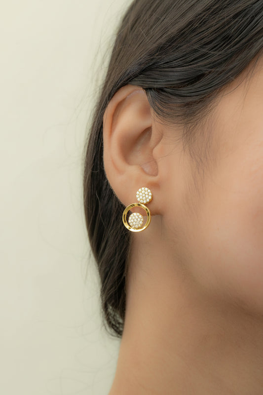 Halo Drop Gold Plated Earrings (925 Sterling Silver Base)