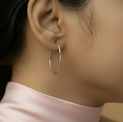 Knot Hoop Oxidised Silver Earrings