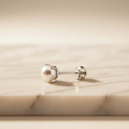Pearl Core Stud Earrings in Sterling Silver (925 Silver, Unisex)